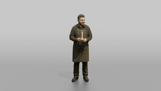 Server Woman Holding A Lit Candle For A Table Setting - 3D character model