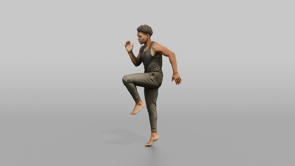 Fitness Influencer Man Doing A High Knee In Place - 3D character model, view 4