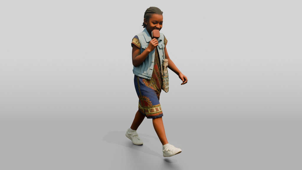 African Girl Eating an Ice Cream Bar