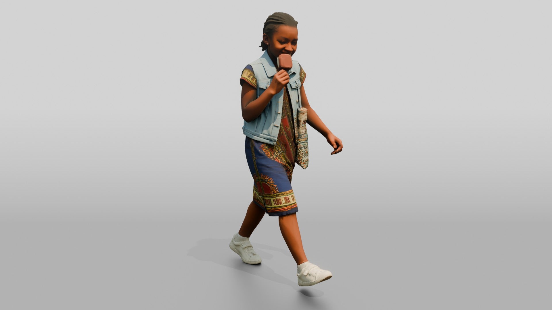 African Girl Eating an Ice Cream Bar