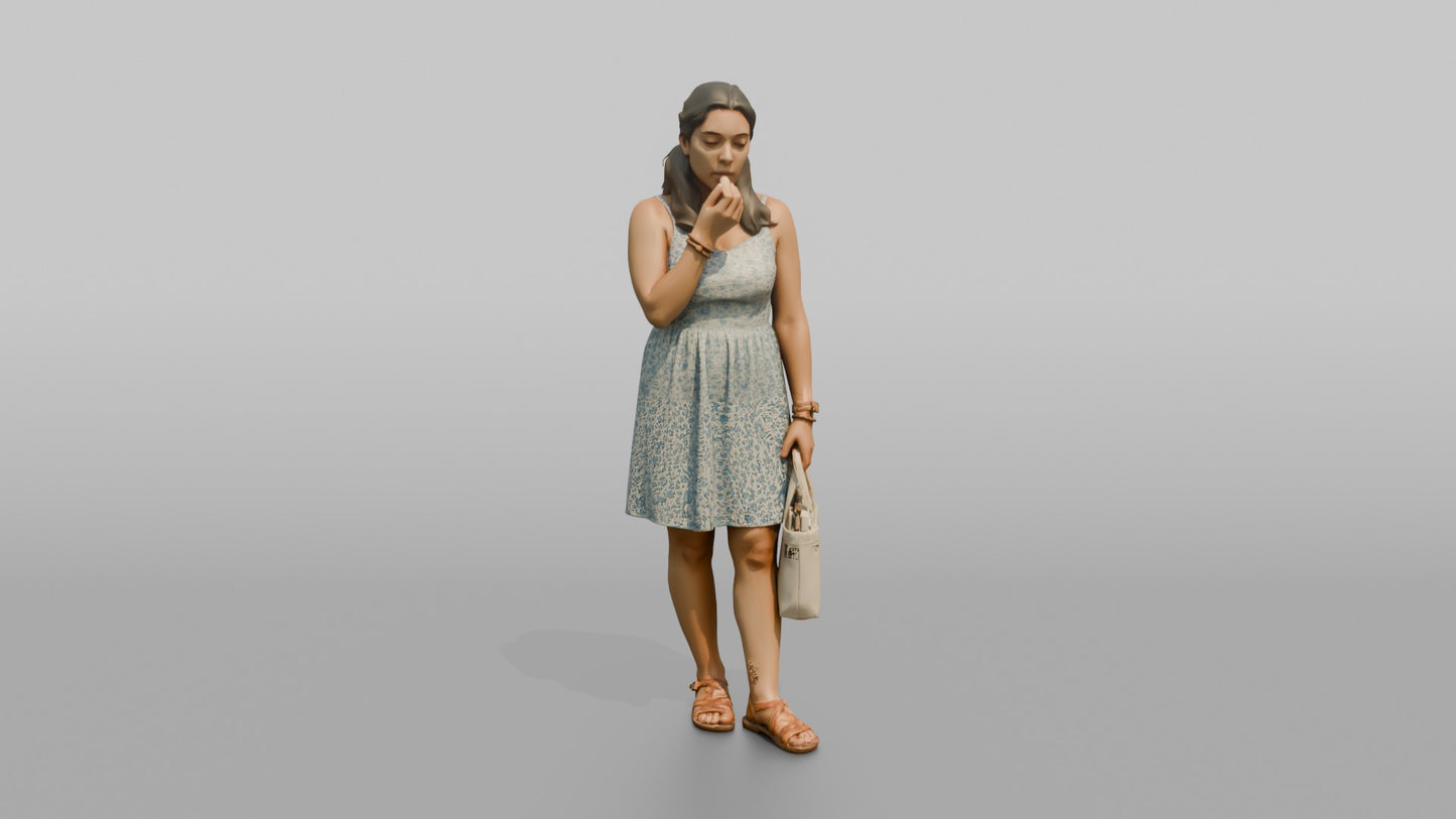 Vacationer Wearing Sundress And Leather Sandals