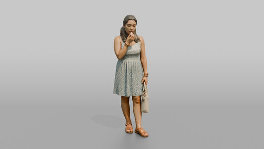 Vacationer Wearing Sundress And Leather Sandals - 3D character model, view 1