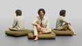 Man Sitting Cross-Legged in Linen