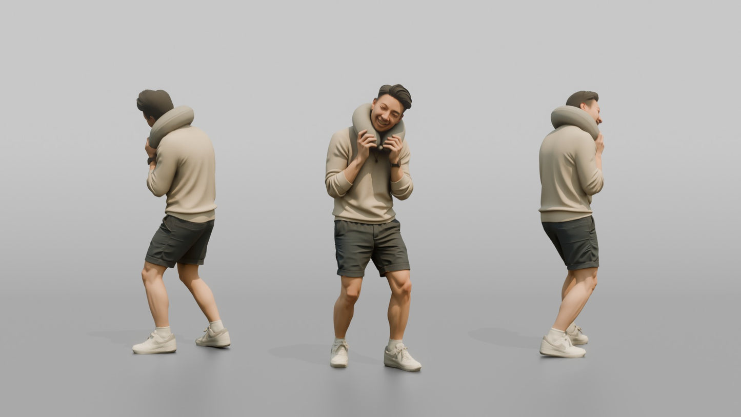 Vacationer Wearing Light Summer Sweater And Shorts