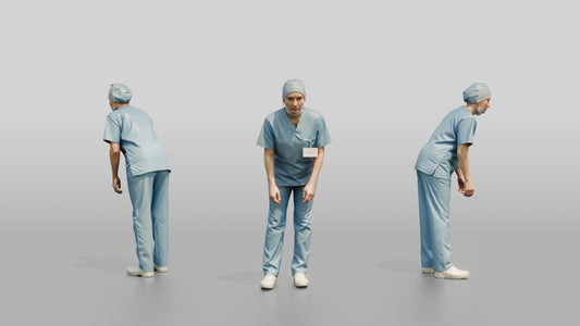 Young White Woman Doctor Bending Forward - 3D character model