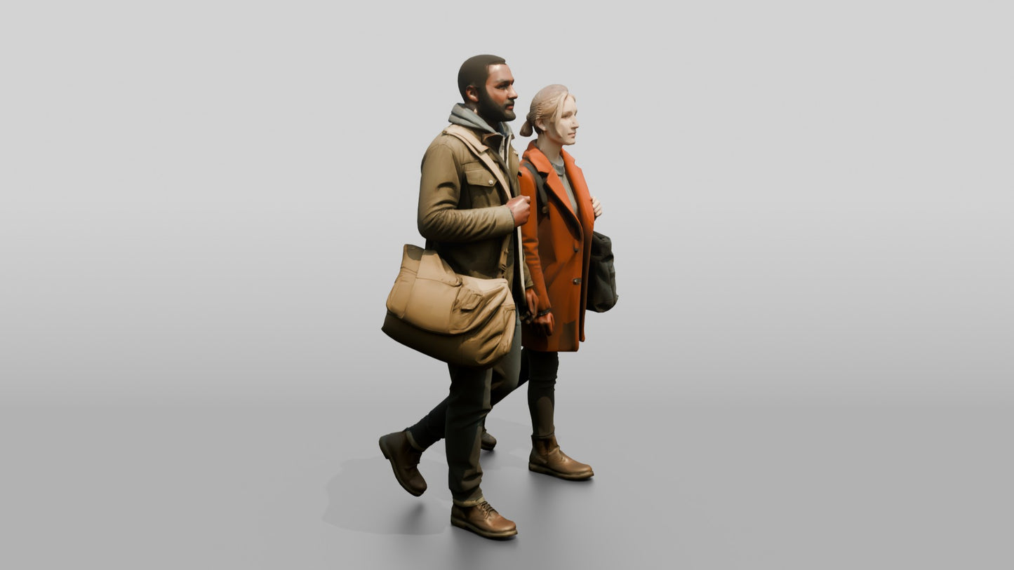 African-European Couple Walking