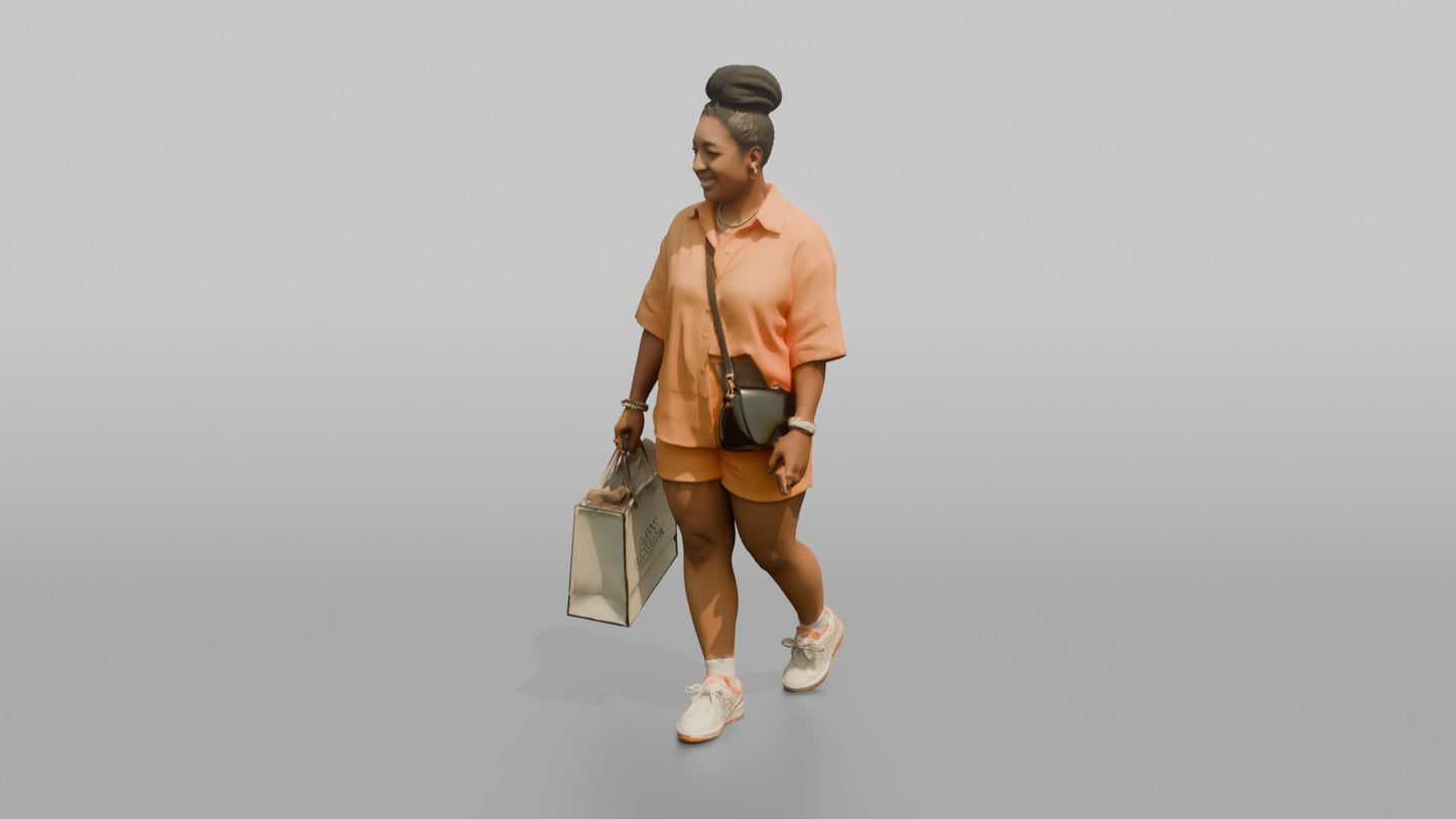 Vacationer Wearing Bright Orange Co Ord Shorts Set