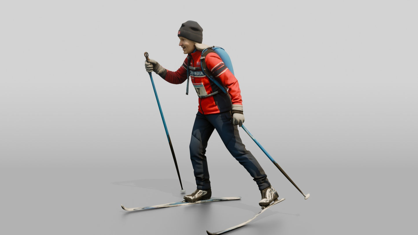 Elderly Norwegian Woman Cross-Country Skiing