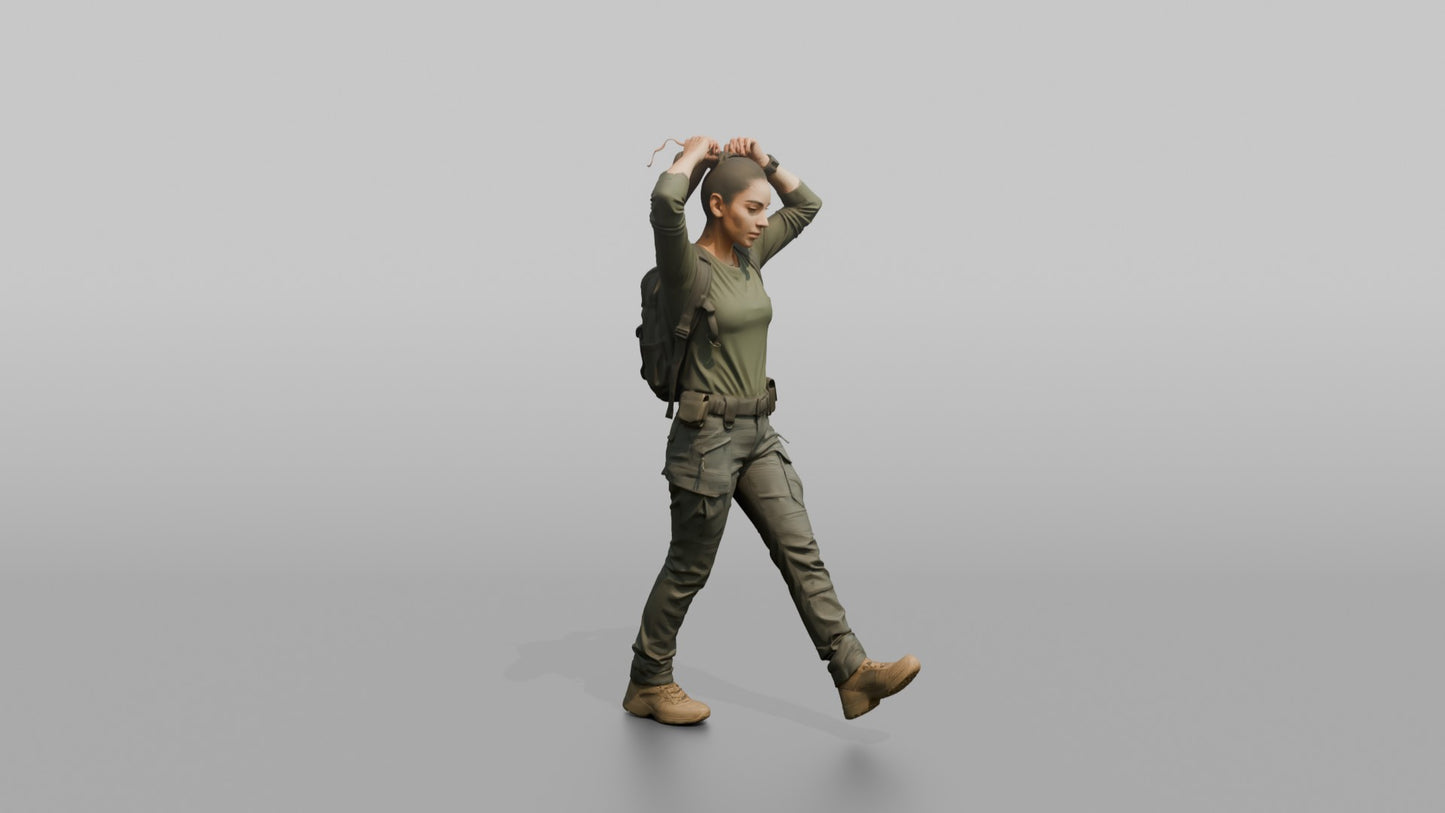 Protester Woman Walking and Adjusting Her Cap