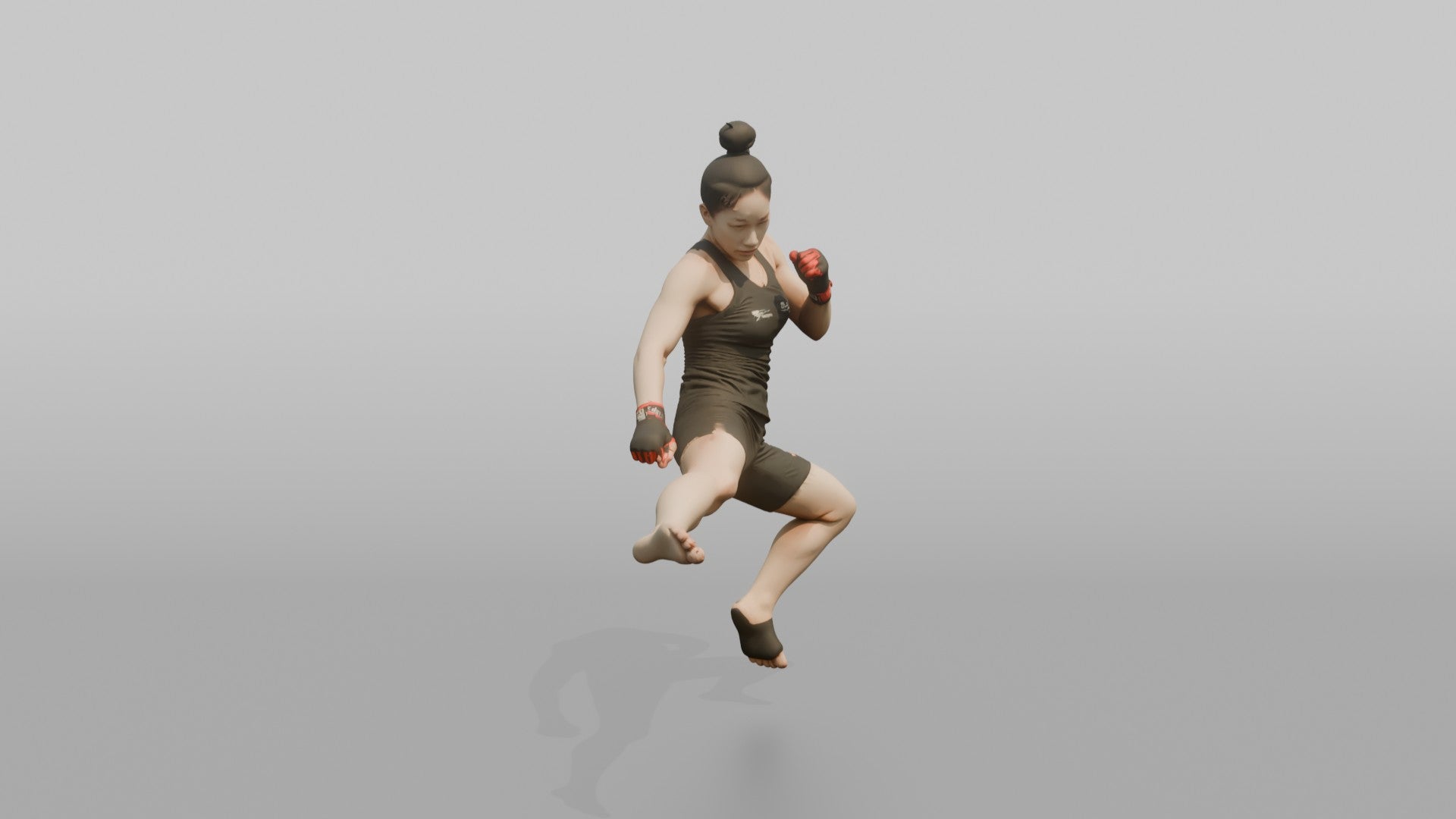 Taekwondo Fighter Jumping Spinning Hook Kick