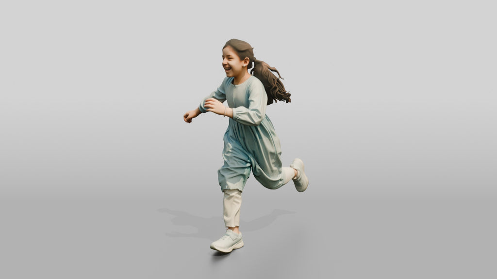 Young Emirati Girl Playing Tag in the Park