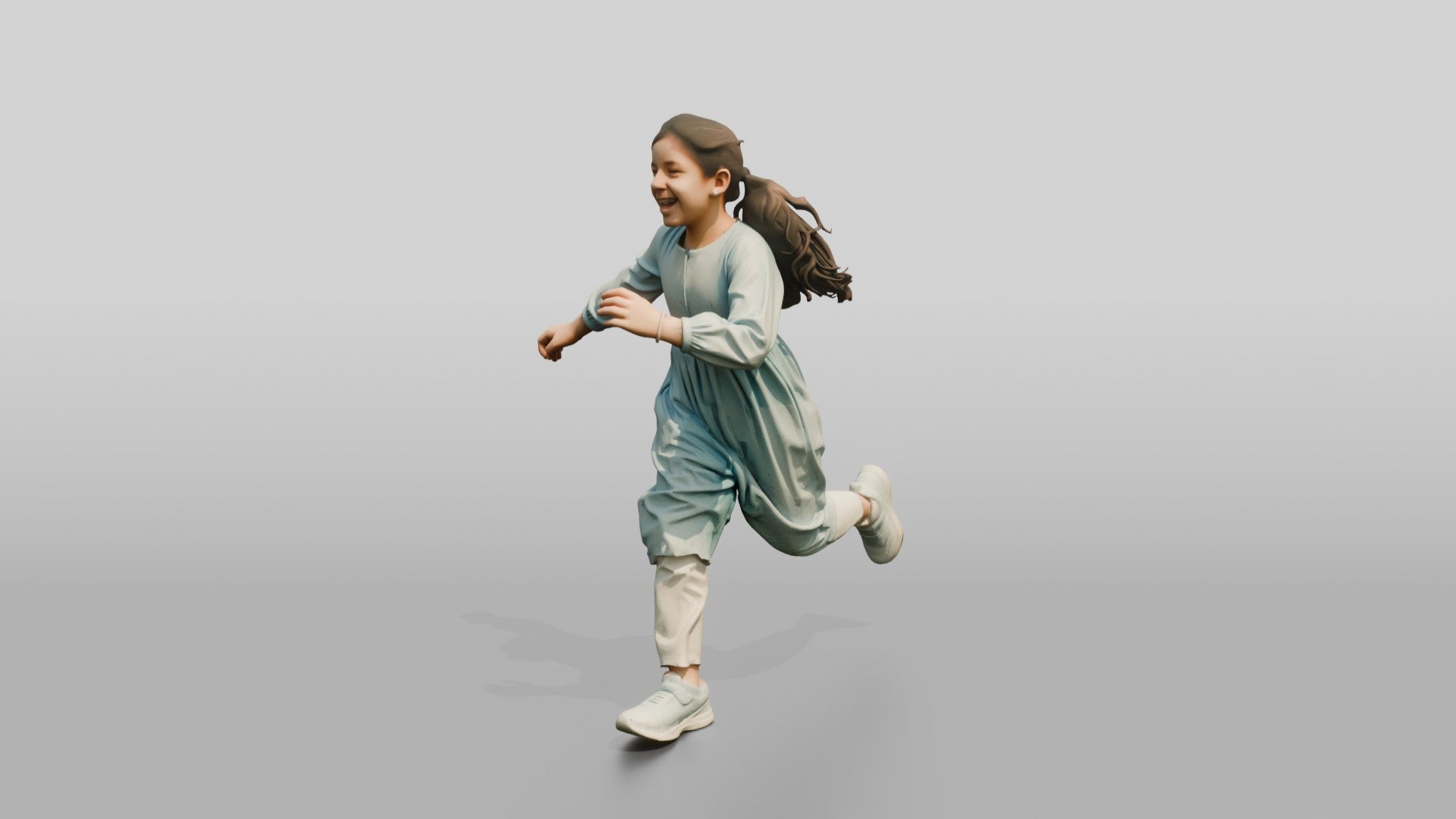 Young Emirati Girl Playing Tag in the Park