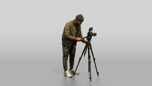 Videographer Setting Up a Camera - 3D character model, view 1