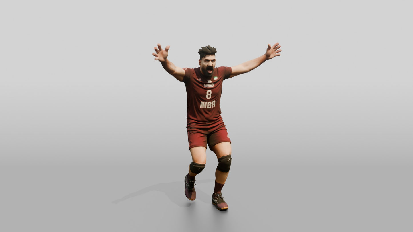 Middle Eastern Male Volleyball Player in Maroon Kit