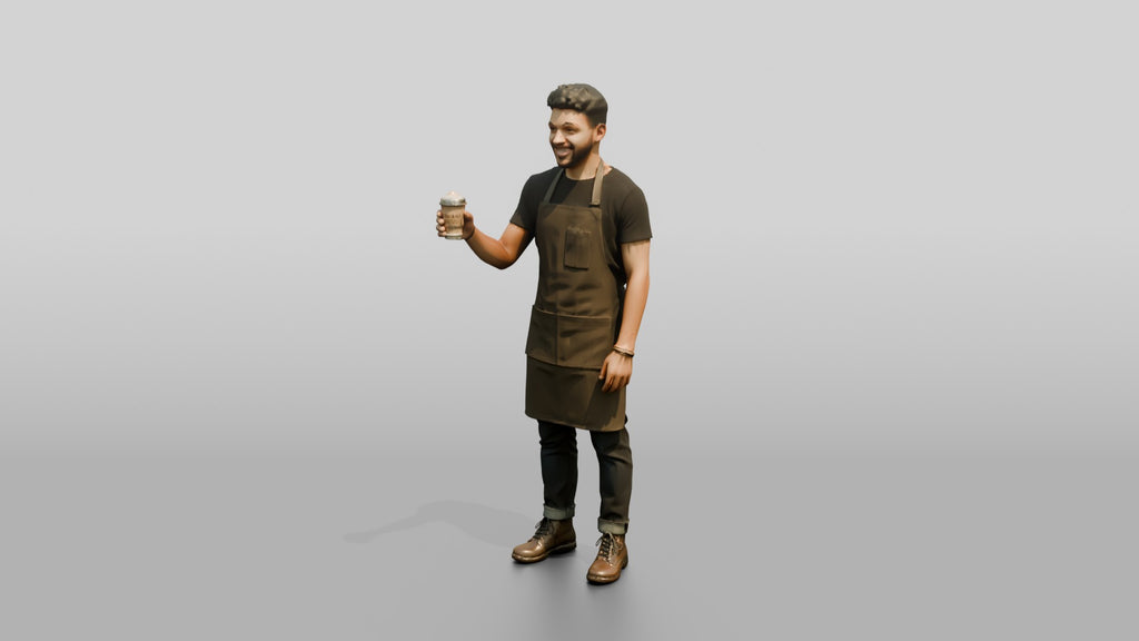 Hispanic Barista Holding Coffee Cup