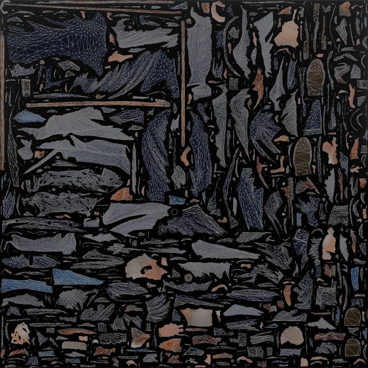 Grandfather Leaning On A Wooden Cane With Both Hands - UV layout, base color map