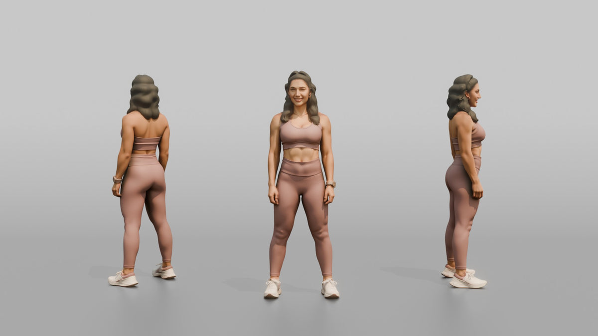 Fitness Influencer Woman Standing Tall, Confident Posture - 3D character model, view 1