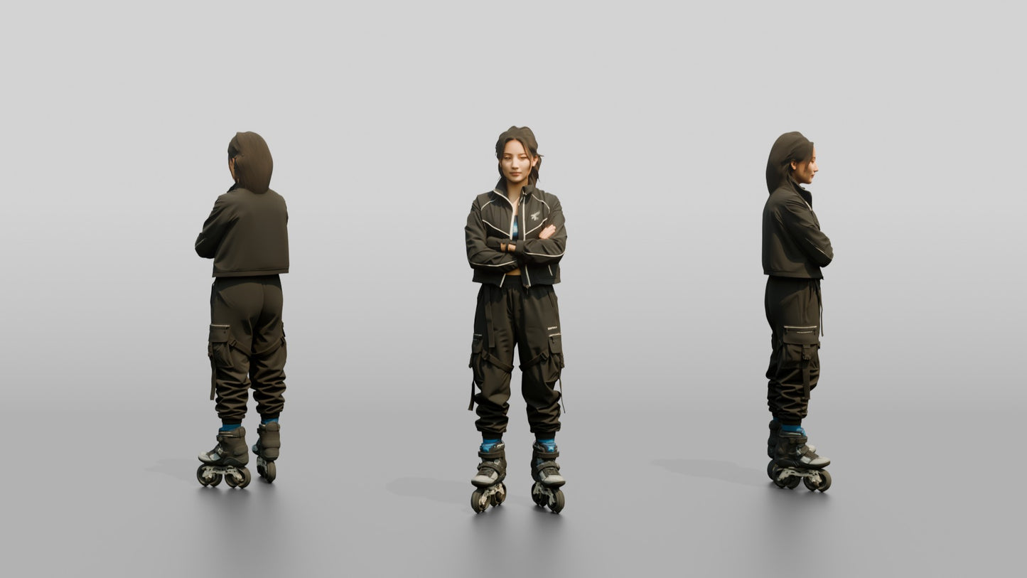 Inline Skater Woman in Cropped Jacket