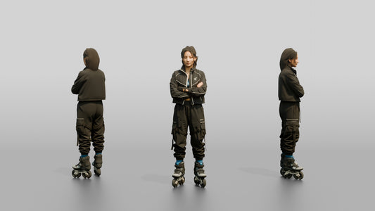 Inline Skater Woman in Cropped Jacket