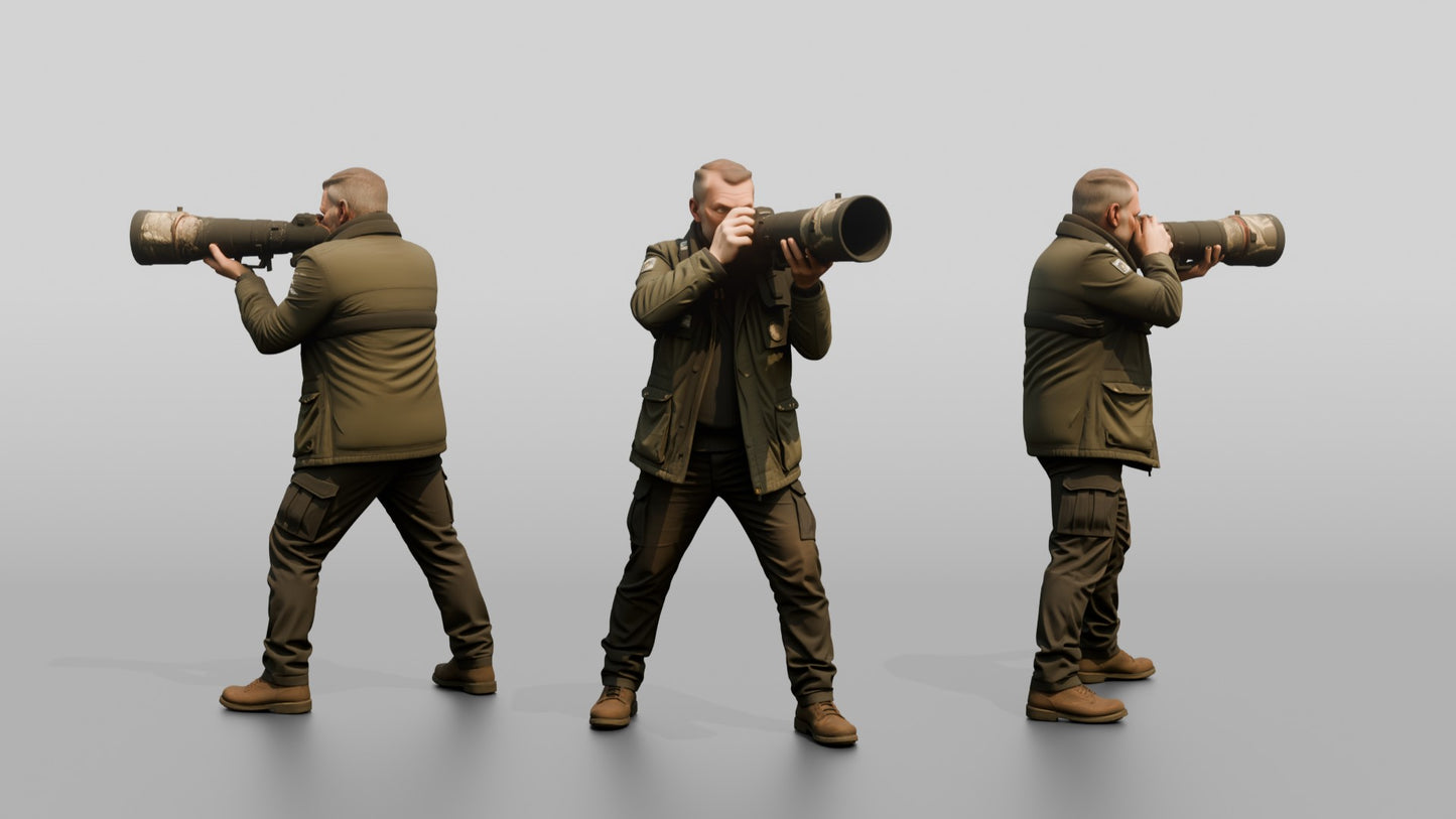 Man Photographing Wildlife with Camera