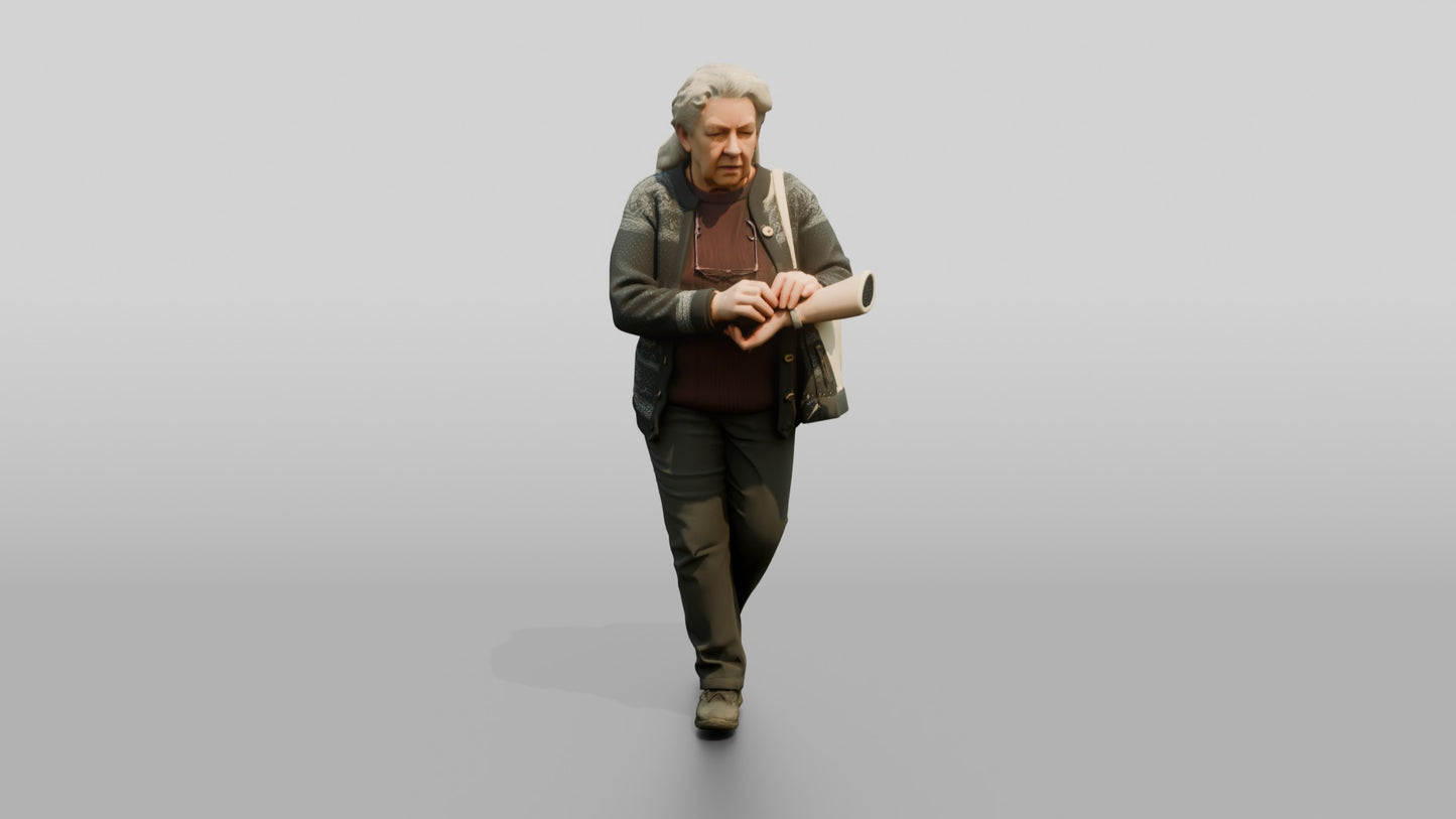 Elderly Norwegian Woman Checking on a Companion