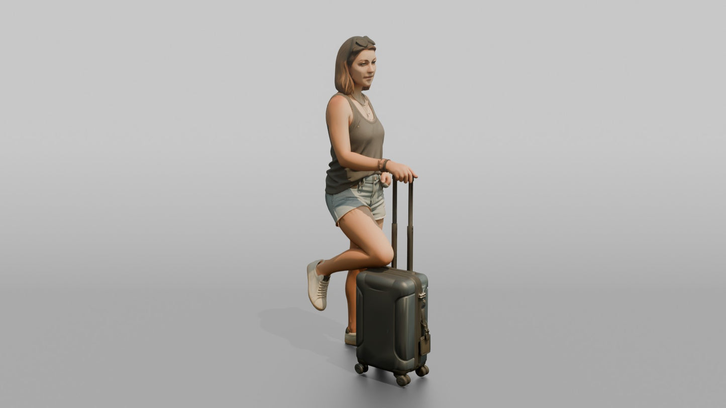 Vacationer Wearing Casual Tank Top And Cutoff Jeans