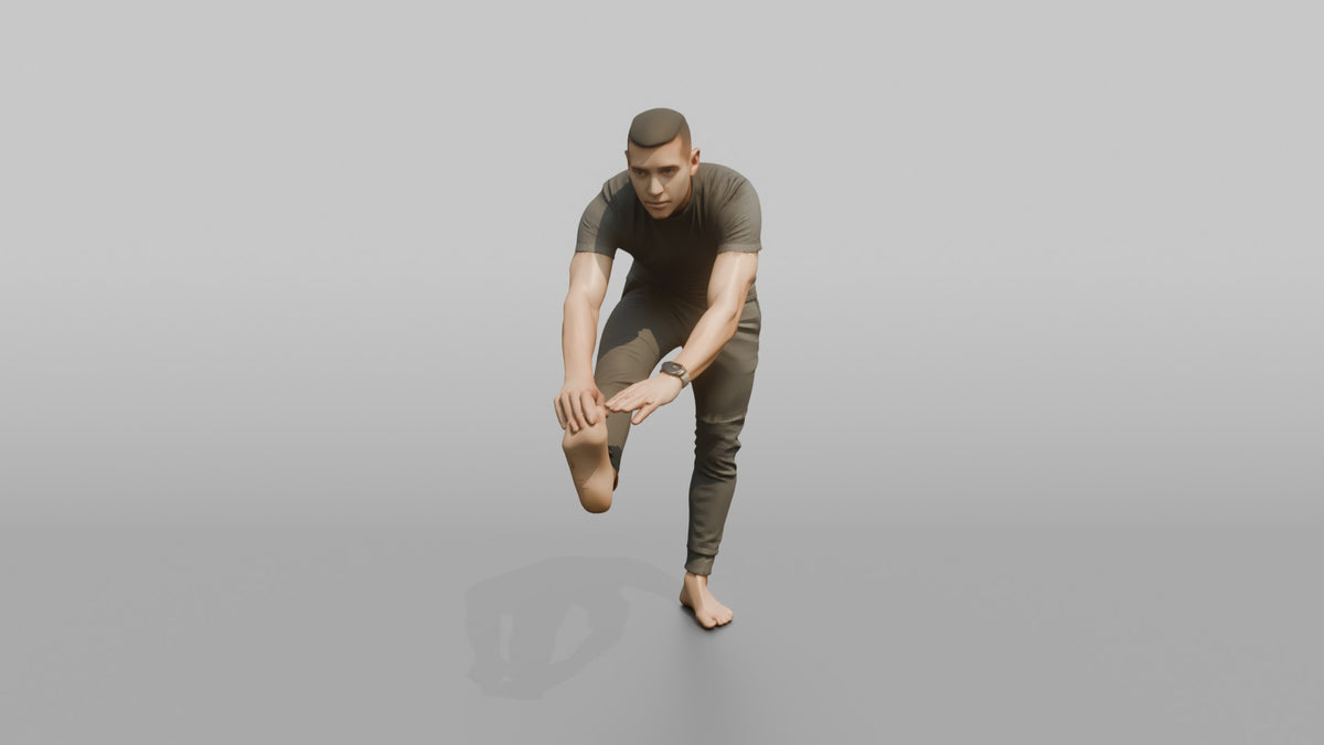 Fitness Influencer Man Holding A Standing Hamstring Stretch - 3D character model