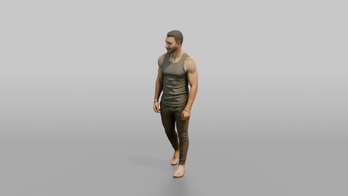 Fitness Influencer Man Standing Casually With One Leg Slightly Forward - 3D character model, view 4