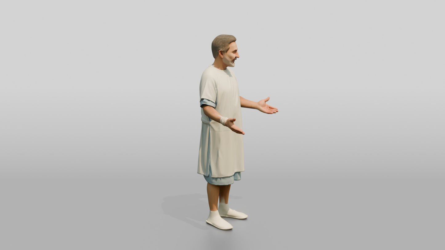 Elderly Man Patient with Arms Open Wide