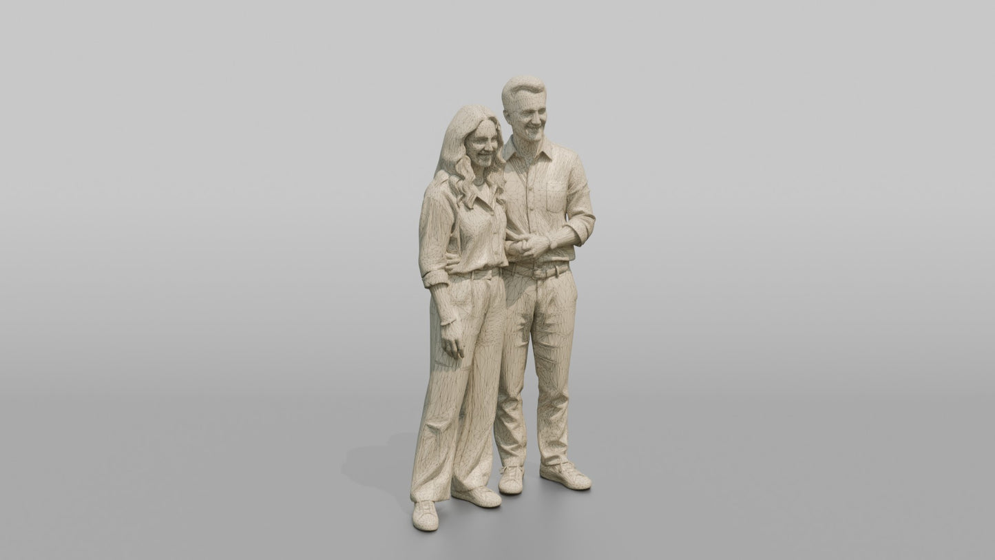 Young Couple Standing Together in Linen Summer Outfits