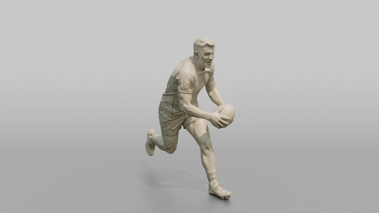 Irish Flanker Carrying the Ball in Two Hands