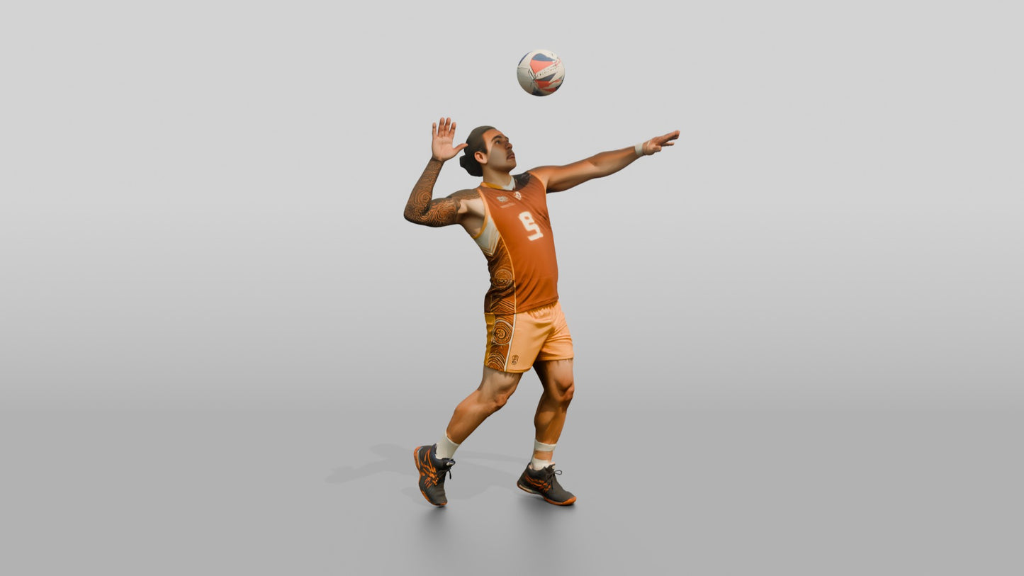 Male Volleyball Player in Ochre Uniform