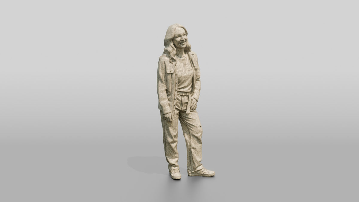 Grunge Skater Woman 08 - wireframe topology preview