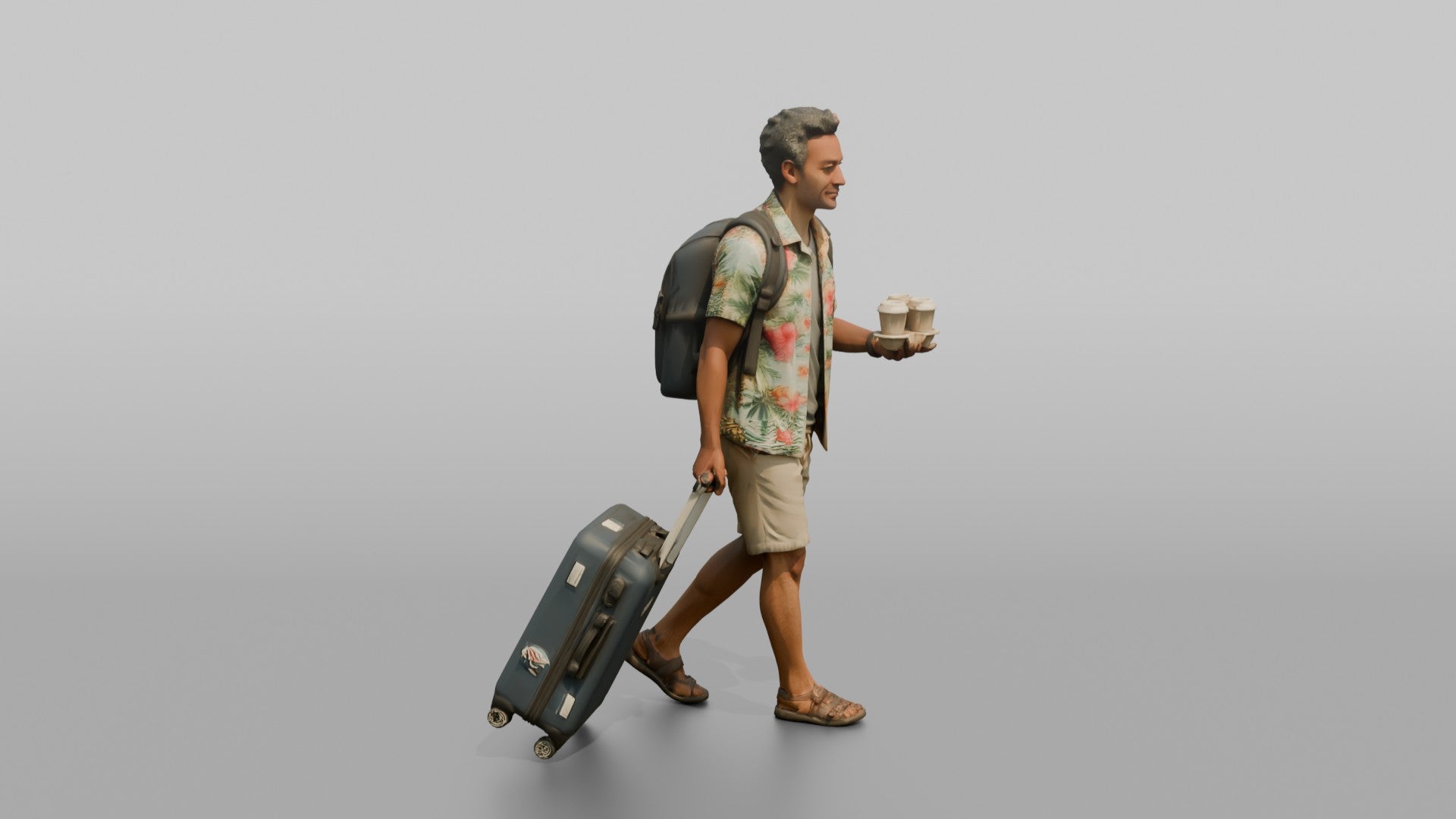 Traveler Carrying Coffee To The Gate
