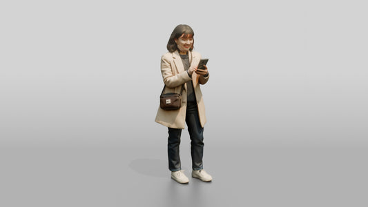 Woman Consulting Shopping Street Map - 3D character model, view 1