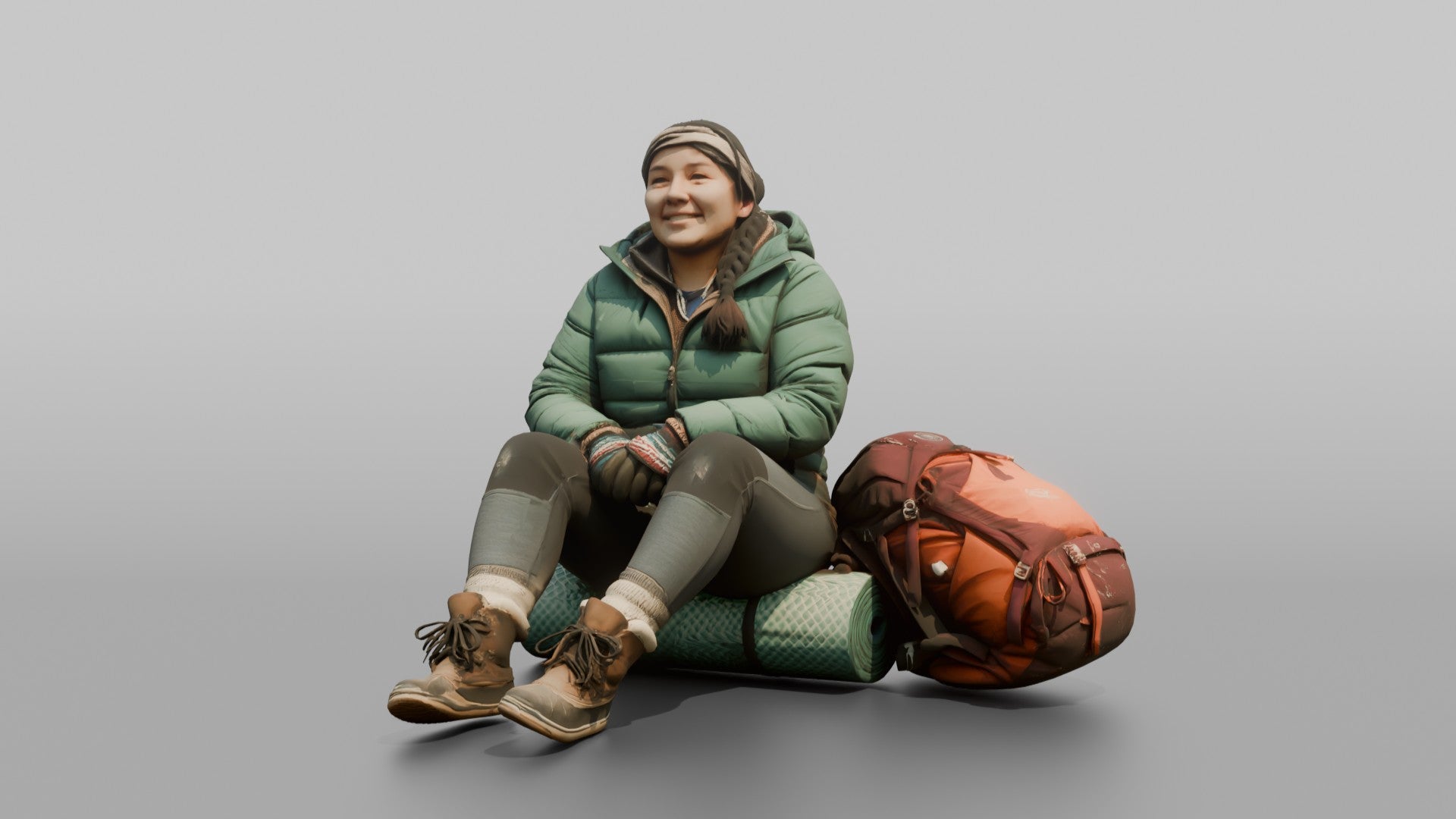 Hiker Sitting on a Rolled Foam Sleep Pad