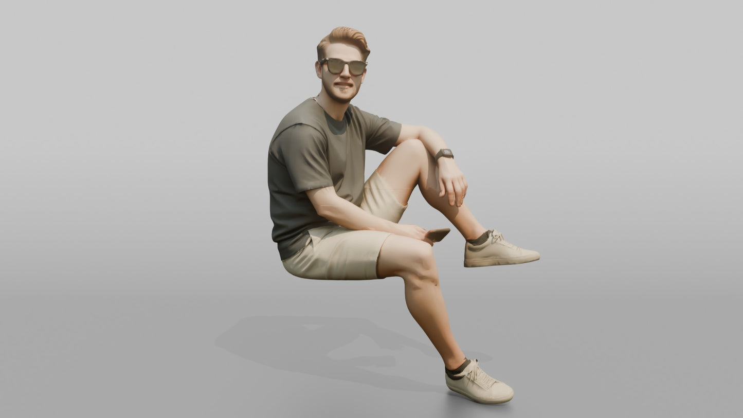 Dutch Man Sitting Relaxed in a Box-Cut T-Shirt