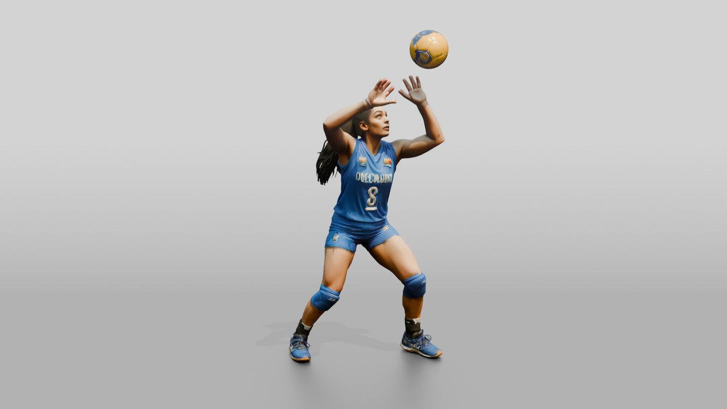 South Asian Female Volleyball Player in Royal Blue Uniform