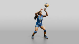 South Asian Female Volleyball Player in Royal Blue Uniform - 3D character model, view 1