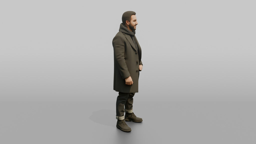Middle Eastern Man in Long Overcoat and Boots