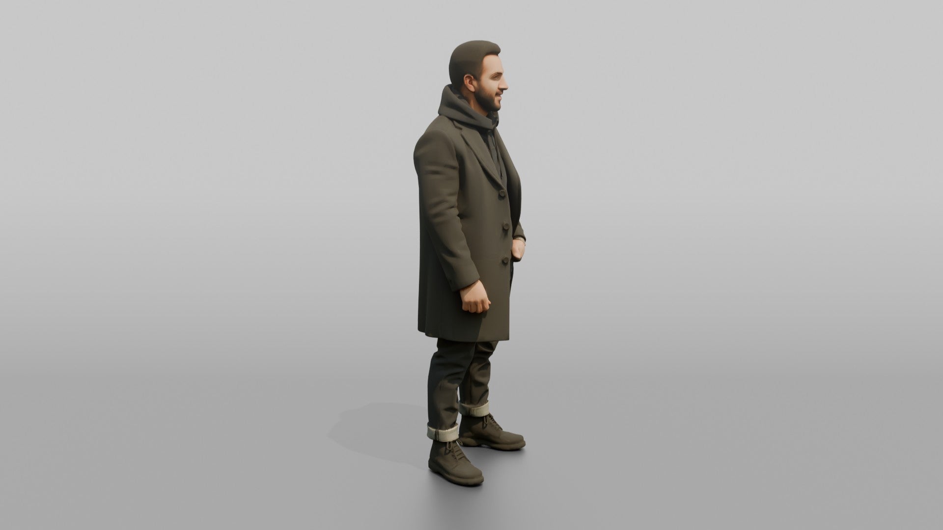 Middle Eastern Man in Long Overcoat and Boots