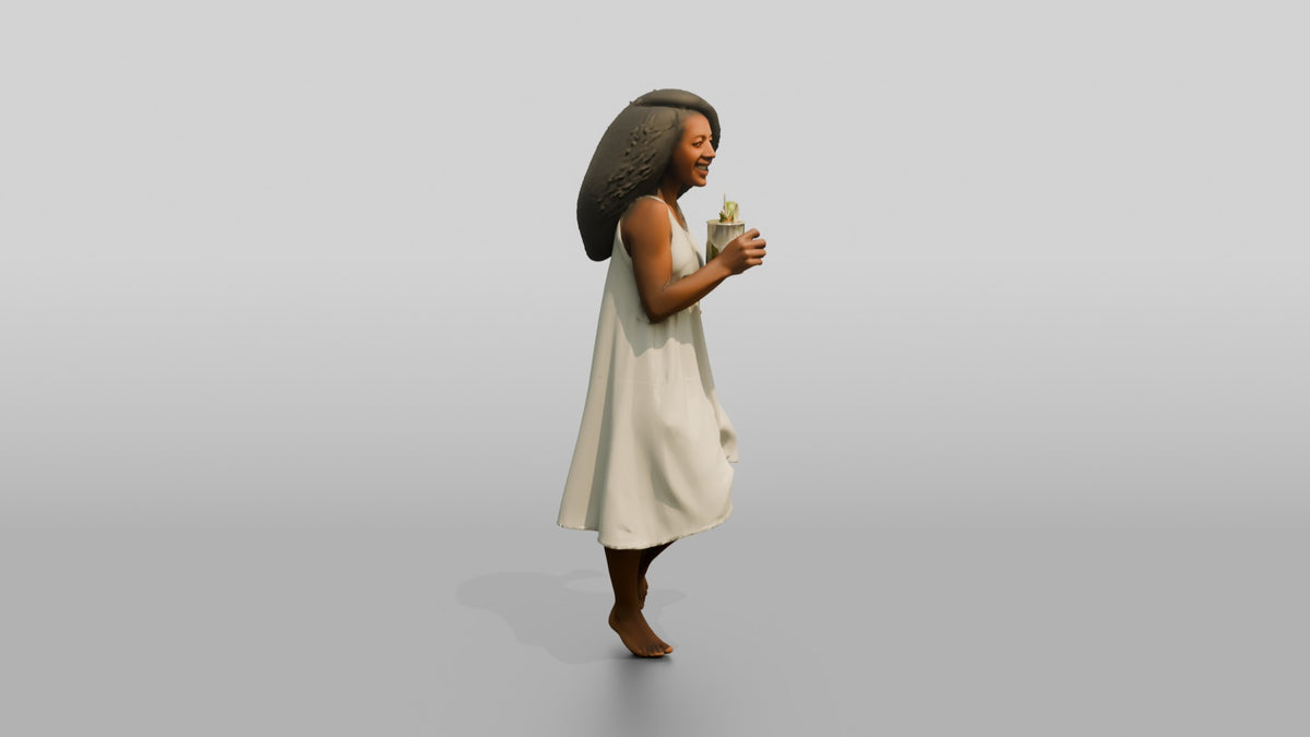 Woman Dancing in a White Dress - 3D character model, view 2
