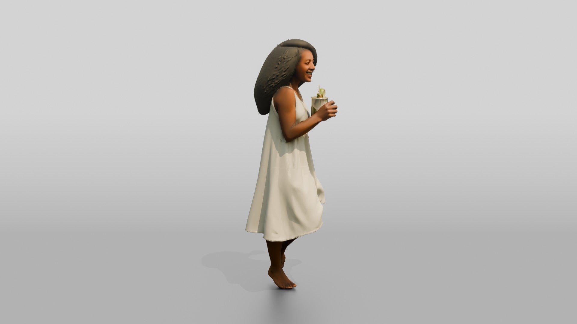 Woman Dancing in a White Dress