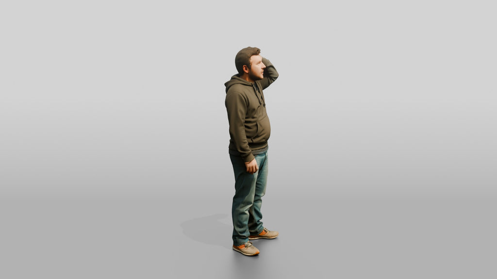 Homeless Man Looking Up with a Dazed Expression