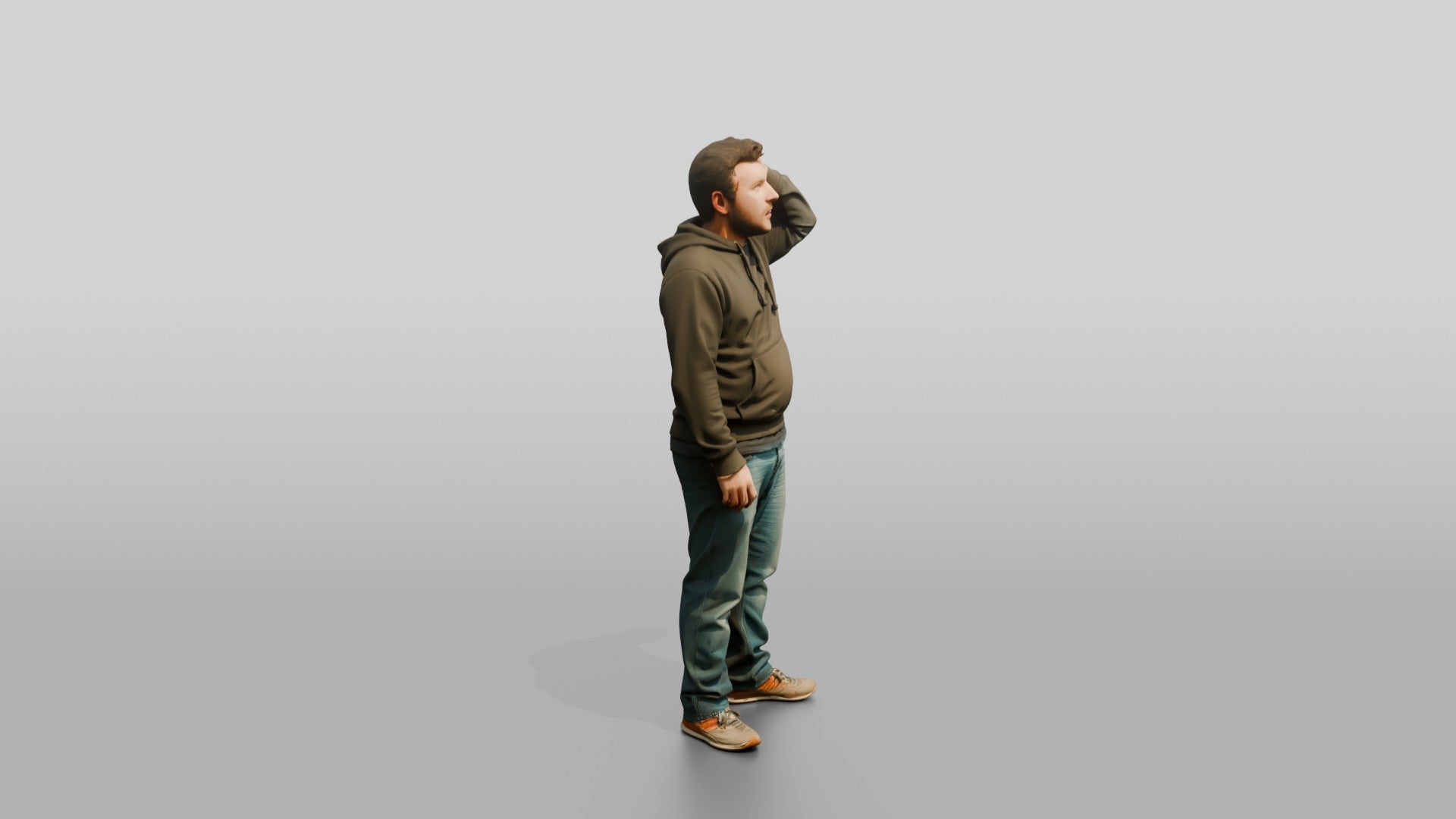 Homeless Man Looking Up with a Dazed Expression