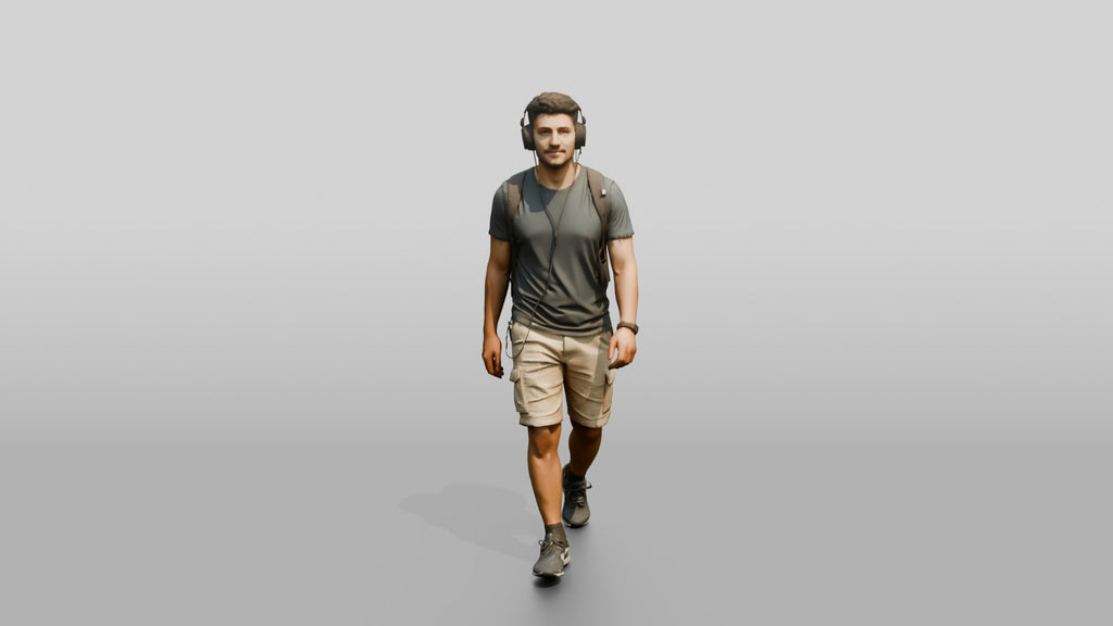 Young Turkish Man Walking with Headphones