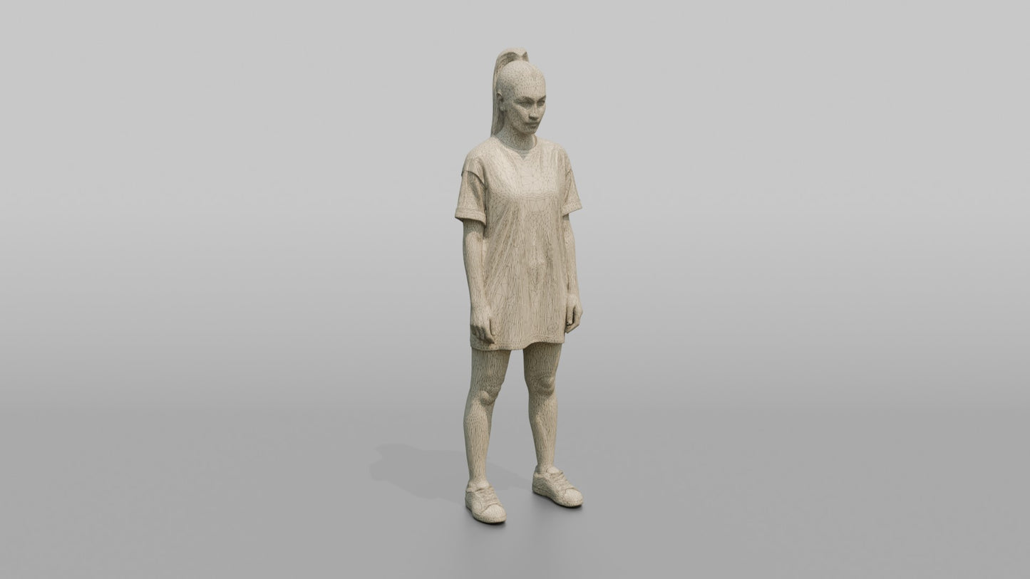 Woman Standing in an Oversized T-Shirt Dress