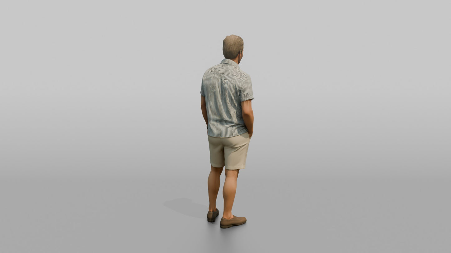 British Man Standing in a Striped Linen Shirt