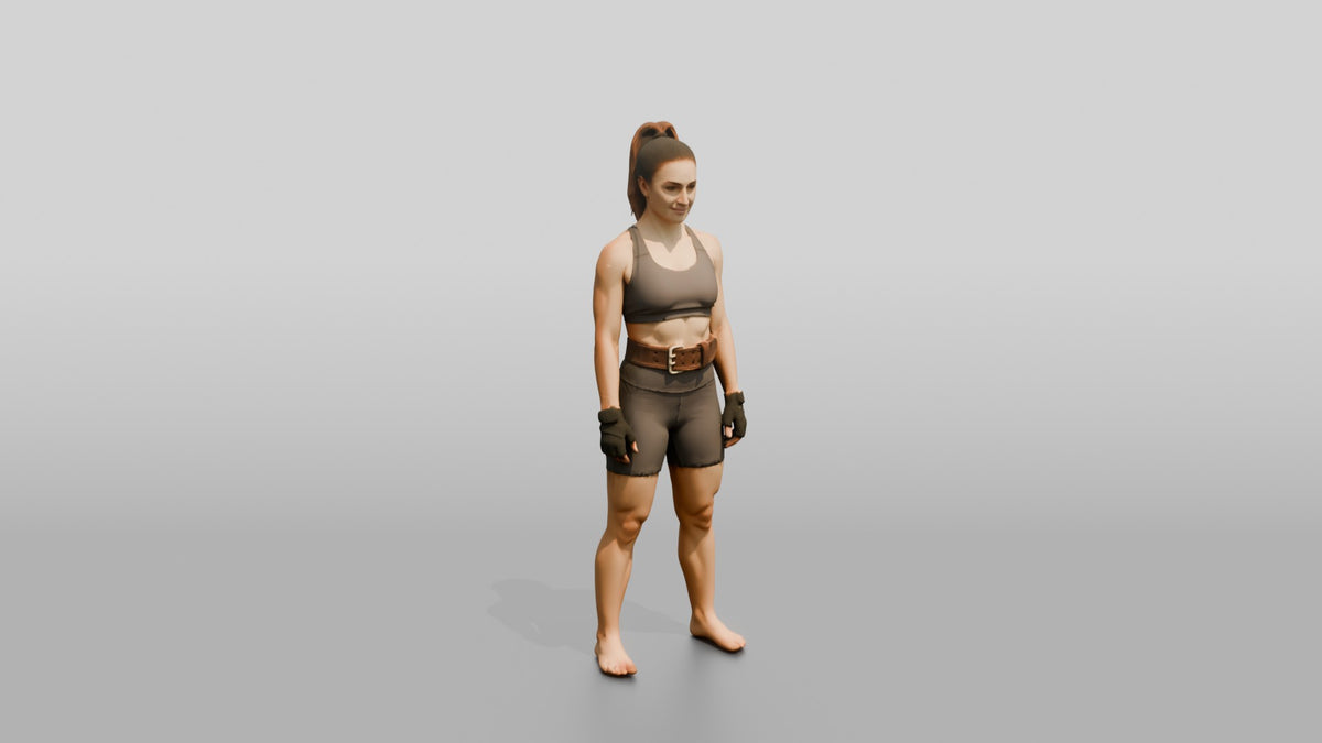 Woman Standing with Lifting Belt - 3D character model, view 1