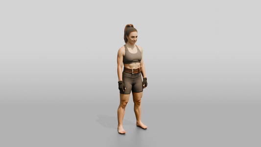 Woman Standing with Lifting Belt - 3D character model, view 1